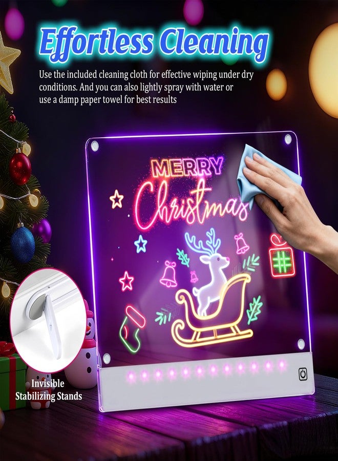 Yecuip 2 Pack Rechargeable LED Drawing Board for Kids with Tracing Pages, Lumi Board Magnetic Light Up Acrylic Dry Erase Board, LED Note Board, Valentines Day Gifts Toy for Kids/Girls - Image 5